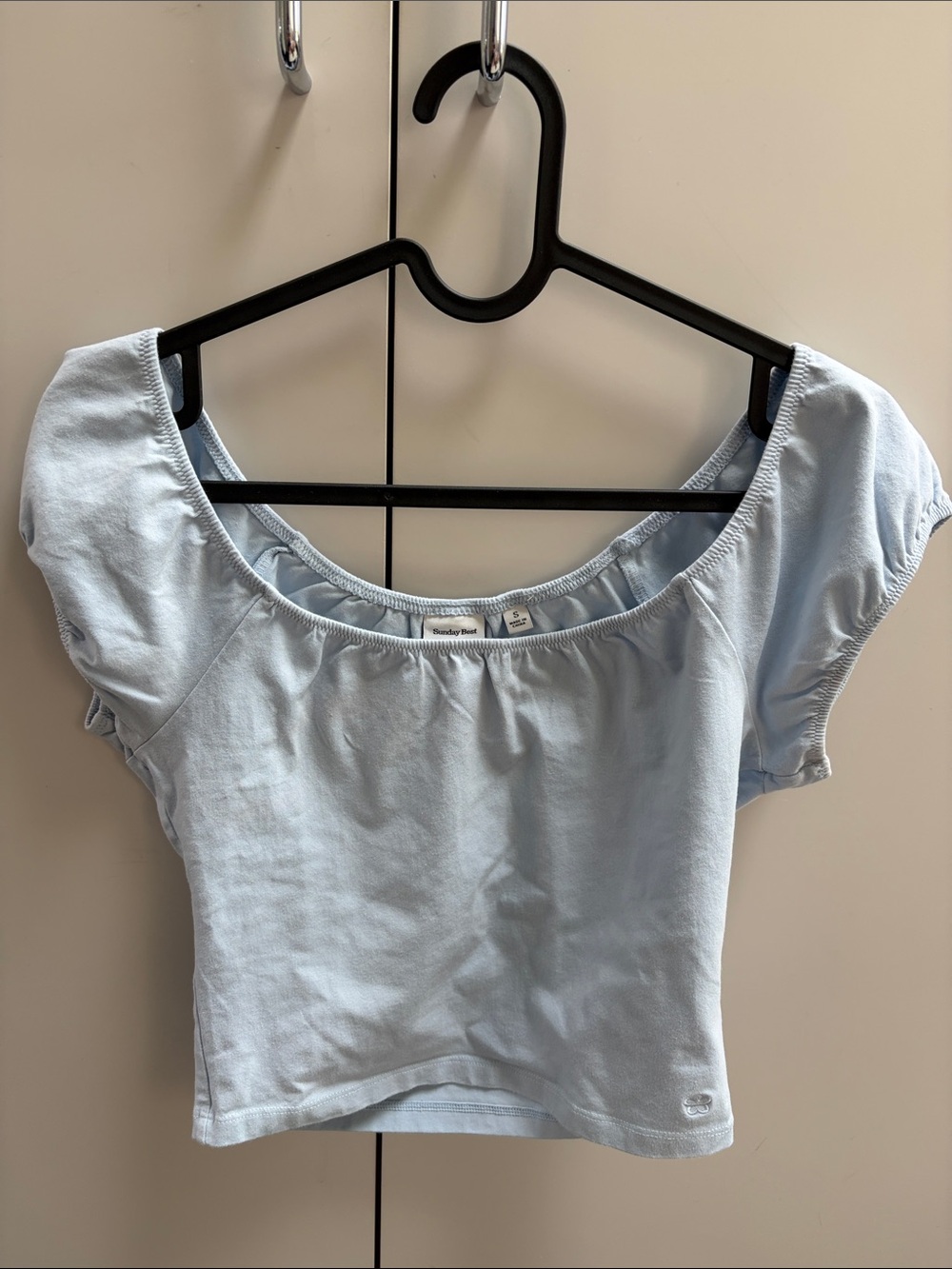 Sunday Best Pale Blue Scoop-Neck Crop Top